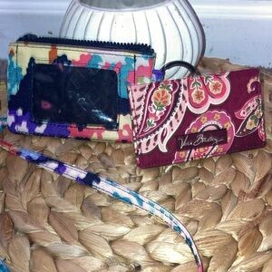 Two Vera Bradley, multicolored lanyard, ID wallet